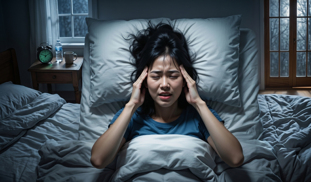 donna con attacco di ansia notturno