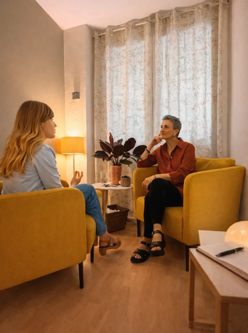 sicóloga italiana en Barcelona durante una sesión de terapia en consulta